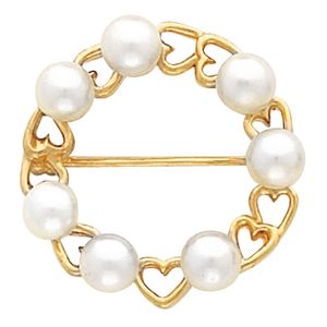 Heart Design Circle Brooch Mounting for Pearls
