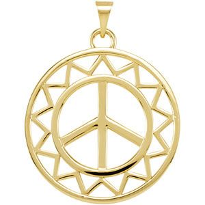 Sun Shaped Peace Sign Pendant