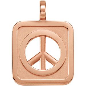 Rectangle Shaped Peace Sign Pendant