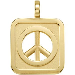 Rectangle Shaped Peace Sign Pendant