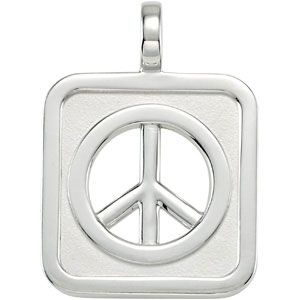 Rectangle Shaped Peace Sign Pendant
