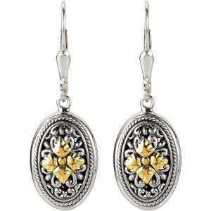 Filigree Design Earrings with 18KY Accents