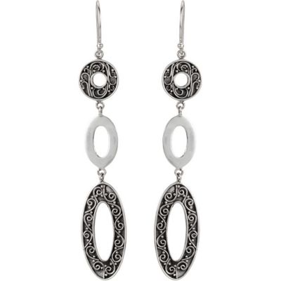 Linear Earrrings with Scroll Pattern