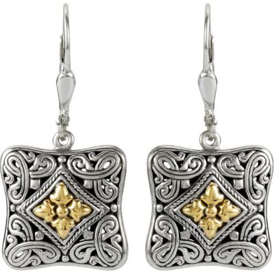 Filigree Design Earrings with 18KY Accents