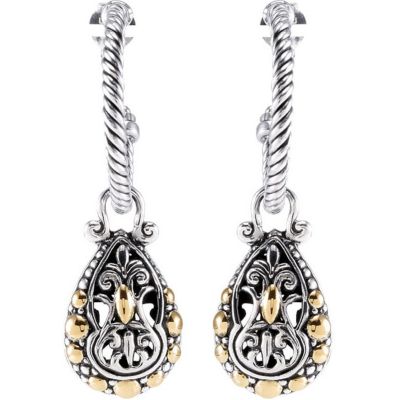 Hoop Earrings with Pear Shaped Dangles