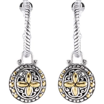 Hoop Earrings with Circle Shaped Dangles 