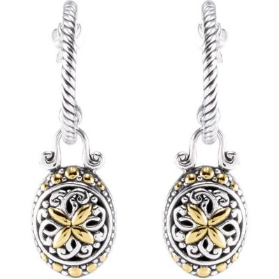 Hoop Earrings with Oval Shaped Dangles