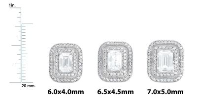 Entourage Earring Mounting for Emerald Shape Center