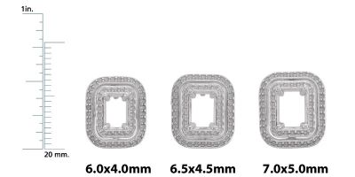 Entourage Earring Mounting for Emerald Shape Center