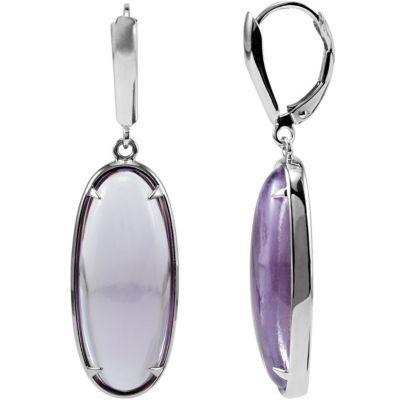 Oval Shaped Cabochon Lever Back Earrings