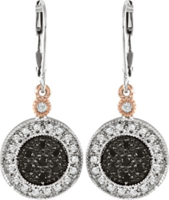 1/3 ct tw Black & White Diamond Lever Back Earrings 