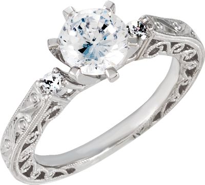 Hand Engraved Engagement Base Ring Mounting