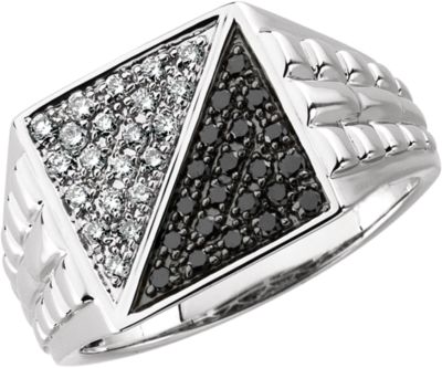 1/2 ct tw Gent's Black & White Diamond Ring