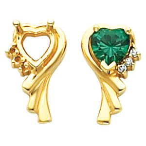 Earring Mounting for Heart Shape Center