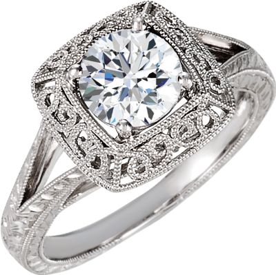 Engraved Engagement Ring Mounting
