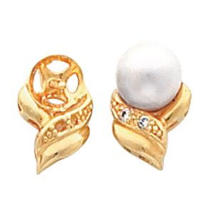 Button Earring Mounting for Pearl  Center