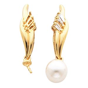 Drop Earring Mounting for Pearl  Center