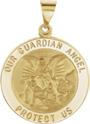 Hollow Round Guardian Angel Medal