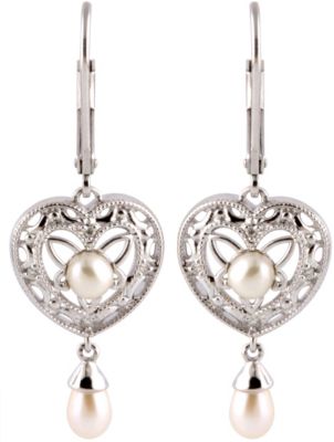 Freshwater Cultured Pearl & .04 ct tw Diamond Earrings