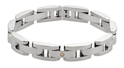 Stainless Steel & 14kt Yellow Bracelet with .15ct tw Diamonds