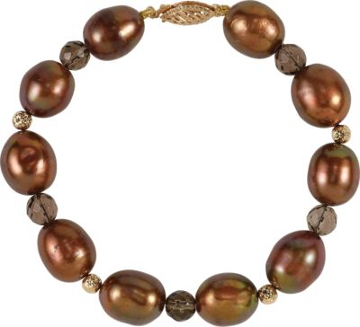 Freshwater Dyed Chocolate Cultured Pearl & Smoky Quartz Bracelet