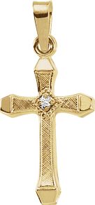 Accented Hollow Cross Diamond Pendant