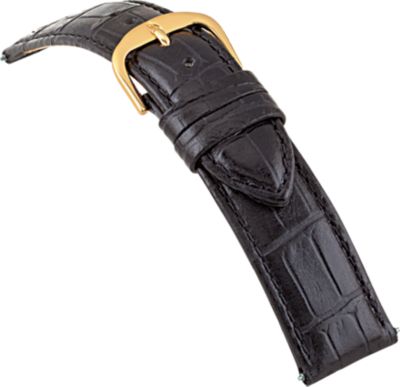 20mm Ladies Regular Alligator Grain Padded Black Watch Strap