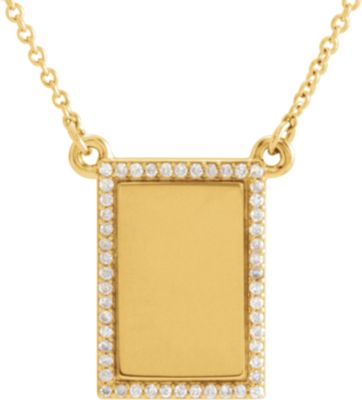 14kt Yellow 1/8 CTW Diamond Engravable Necklace