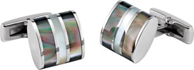 Stainless Steel Cufflinks with Mother of Pearl