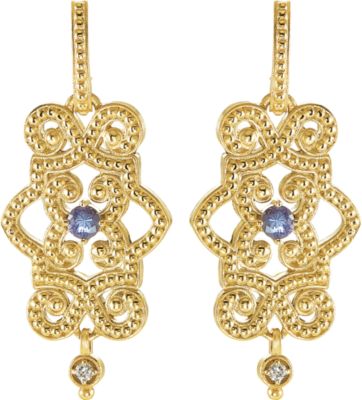 Granulated Design Dangle Earrings