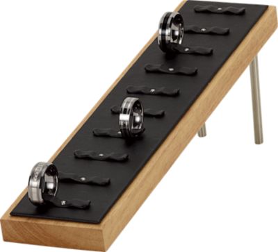 Leatherette 20-Ring Wood Accented Display Stand