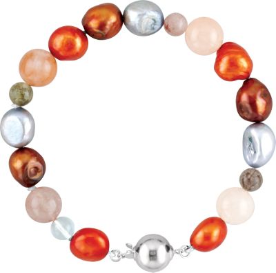 Freshwater Cultured Dyed Pearl & Natural Agate Beads Bracelet or Necklace 
