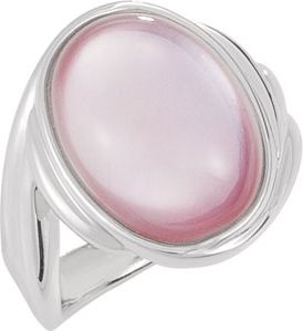 Genuine Dyed Mother of Pearl with White Quartz Top Ring