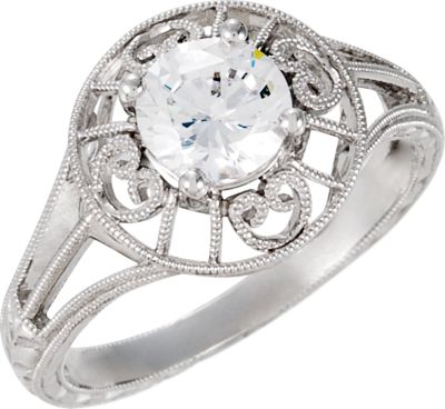 Engraved Engagement Ring Mounting