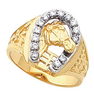 Men's Horseshoe with Horsehead Ring Mounting