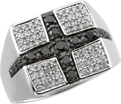 3/4 ct tw Gent's Black & White Diamond Ring