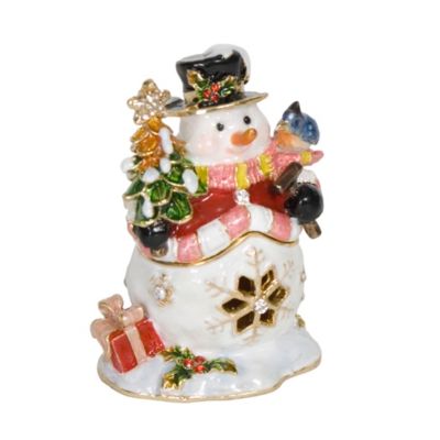 Holly Jolly Snowman Hinged Jewelry Box