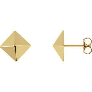 Spring Fashion Jewelry Yellow Gold Pyramid Earrings
