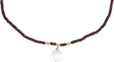 Freshwater Cultured Coin Pearl & Gemstone Necklace