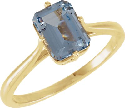 Solitaire Ring for Emerald Shape Gemstone