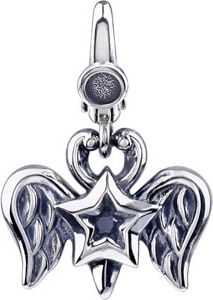 Black CZ Double Wing & Star Charm