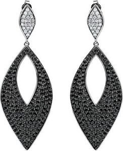 Genuine Black Spinel and Diamond Earrings