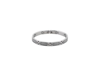Stainless Steel Link Bracelet with Carbon Fiber