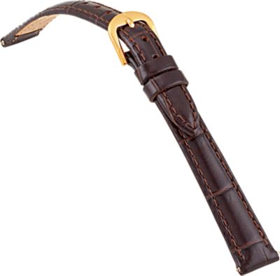12mm Ladies Long Alligator Grain Padded Brown Watch Strap