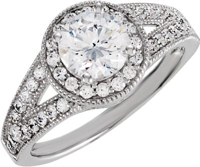 Halo-Style Cubic Zirconia Ring with Split Shank