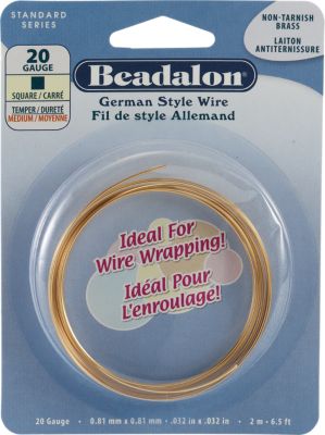Beadalon&reg;  Square Tarnish Resistant Brass Plated Wire