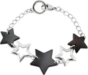 Amalfi&trade; Black Immersion Plated Stainless Steel Bracelet with Stars & Immerse Plating