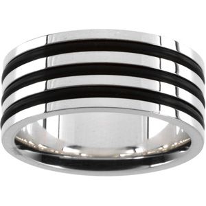 Gents Sterling Silver and Rubber Fashion Ring