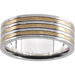Gents Two Tone Sterling Silver and 18 kt yellow insert Fashion Ring