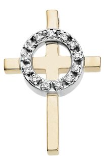 Two-Tone Diamond Cross Pendant